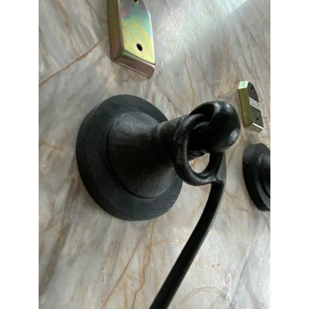 Pottery Barn Black Forged Iron Curtain Tiebacks Set of 3‎ Ball Finial Hooks